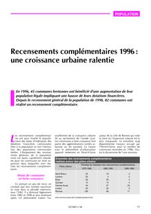 Recensements complémentaires 1996 : une croissance urbaine ralentie (Octant n° 69)