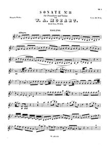Partition de violon, Allegro, Violin Sonata No.31, B♭ major