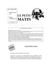 LE PETIT MATIN D ESTREE-CAUCHY N°1 - OCTOBRE 1994: CHANGER LA CHAUSSEE BRUNEHAUT