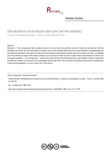 Dévaluations et évolution des prix (Ier-IIIe siècles) - article ; n°27 ; vol.6, pg 69-106