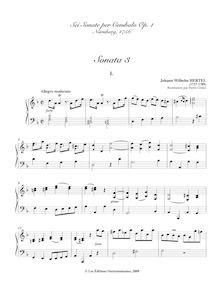 Partition , Allegro moderato, Sei Sonate per Cembalo, Hertel, Johann Wilhelm