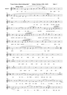 Partition Soprano 2 , partie, Unser Leben währet siebzig Jahr, motet par Seth Calvisius
