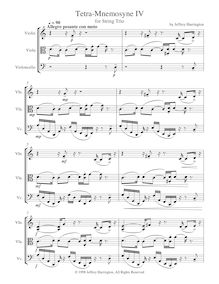 Partition complète, Tetra-Mnemosyne IV, String Trio No.4, Harrington, Jeffrey Michael