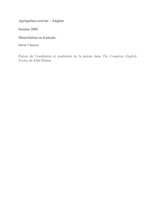 Dissertation en francais 2002 Agrégation d anglais Agrégation (Externe)