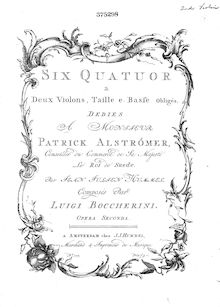 Partition violon 2, 6 corde quatuors, G.165-170 (Op.8), Boccherini, Luigi
