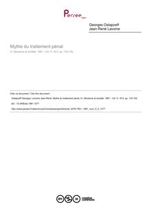 Mythe du traitement pénal - article ; n°2 ; vol.5, pg 133-152