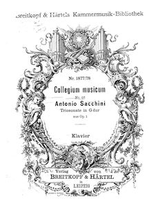 Partition de piano, Six Trio sonates, Sacchini, Antonio