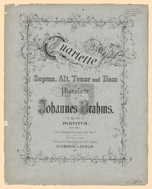 Partition complète, 4 quatuors, Brahms, Johannes