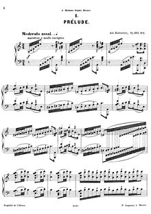Partition , Prélude, Soirées musicales, Op.109, 9 morceaux pour le piano