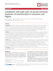 Compliance with eight years of annual ivermectin treatment of onchocerciasis in Cameroon and Nigeria