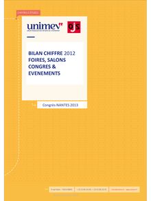 BILAN CHIFFRE 2012 : FOIRES, SALONS, CONGRES & EVENEMENTS