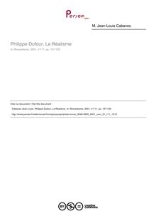 Philippe Dufour, Le Réalisme  ; n°111 ; vol.31, pg 127-129