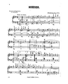Partition , Scherzo, Four pièces, Vier Klavierstücke, Rheinberger, Josef Gabriel