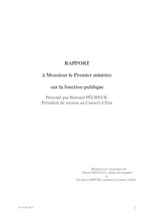Rapport présenté par Bernard Pêcheur sur "l  évolution de la fonction publique"