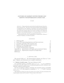 LECTURES ON GROMOV–WITTEN THEORY AND CREPANT TRANSFORMATION CONJECTURE