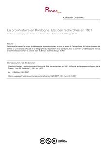 La protohistoire en Dordogne. Etat des recherches en 1981 - article ; n°1 ; vol.20, pg 19-53