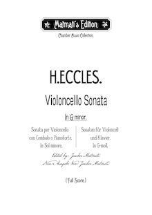 Partition Covers, Sonata en G minor, G minor, Eccles, Henry