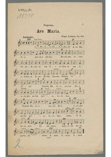 Partition sopranos, Ave Maria, Op.162, F major, Lachner, Franz Paul