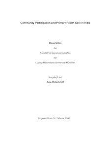 Community participation and primary health care in India [Elektronische Ressource] / vorgelegt von Anja Welschhoff