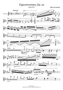 Partition violon solo , partie, Zigeunerweisen, Op.20, Gypsy Airs