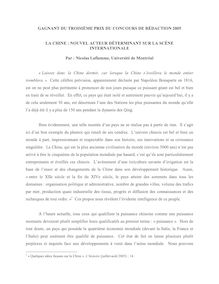GAGNANT DU TROISIÈME PRIX DU CONCOURS DE RÉDACTION 2005 LA CHINE ...