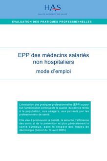EPP des médecins salariés non hospitaliers  mode d’emploi - Brochure EPP des médecins salariés non hospitaliers : mode d’emploi