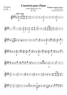 Partition trompette 1/2 (en B♭), Piano Concerto No.16, Piano Concerto No.16