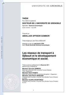 Les réseaux de transport à Djibouti et le développement économique et social., Transport networks in Djibouti and the economic and social development