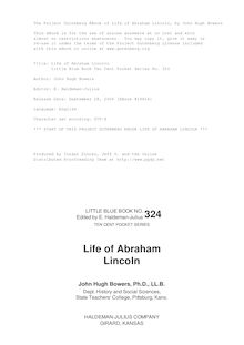 Life of Abraham Lincoln - Little Blue Book Ten Cent Pocket Series No. 324