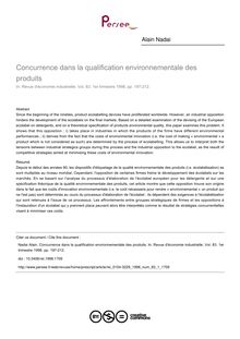 Concurrence dans la qualification environnementale des produits - article ; n°1 ; vol.83, pg 197-212