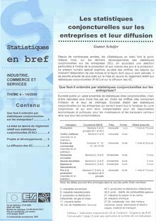 Statistiques en bref. Industrie, commerce et services nÌŠ 14/2000. Les statistiques conjoncturelles sur les entreprises et leur diffusion