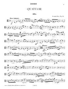 Partition viole de gambe, corde quatuor No.2, Op.14, F major, Alary, Georges