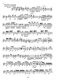 Partition complète, Melange sur  Sarah  de Grisar, Op.62, Carcassi, Matteo