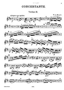 Partition violon 2 , partie, Sonata pour Two Pianos, D major, Mozart, Wolfgang Amadeus