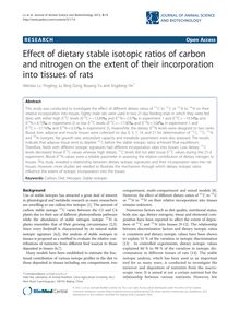 Effect of dietary stable isotopic ratios of carbon and nitrogen on the extent of their incorporation into tissues of rats