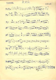 Partition de violoncelle, Duo, G. Bizet