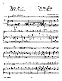 Partition No.11, Tarantella, partition de piano, 24 Caprices pour violon et Piano