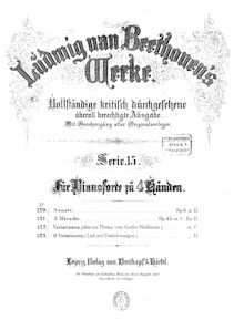 Partition complète, Six Variations en D Major on Beethoven s  Ich denke dein  pour Piano, Four mains, WoO 74 par Ludwig van Beethoven