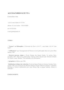 Guetta Alessandro - ALESSANDRO GUETTA - Curriculum vitae
