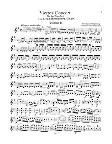 Partition violon 2, Piano Concerto No.4, G major, Beethoven, Ludwig van