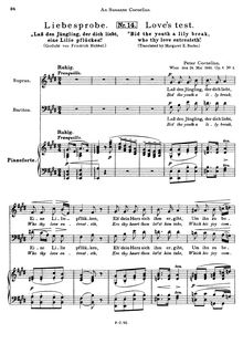 Partition No.1 - Liebesprobe, 3 Zweistimmige chansons, Op.6, Cornelius, Peter