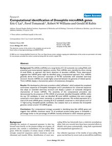 Computational identification of DrosophilamicroRNA genes