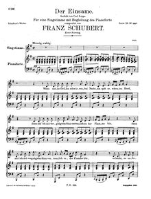 Partition 1st version, Original key, Der Einsame, D.800 (Op.41) par Franz Schubert