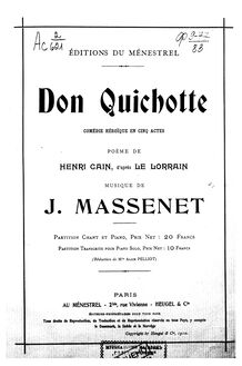 Partition Preliminaries - Act I - Act II, Don Quichotte, Comédie héroïque en cinq actes