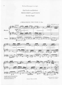 Partition Fünf leicht ausführbare Präludien und Fugen für die Orgel, Op.56 - Heft I, Nos.1-2, Fünf leicht ausführbare Präludien und Fugen für die Orgel