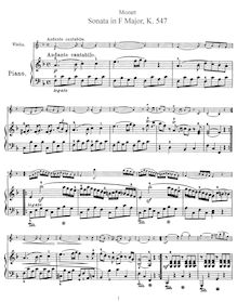Partition complète et , partie, violon Sonata, Violin Sonata No.36 ; Eine kleine Klavier Sonate für Anfänger mit einer Violine