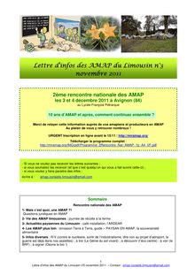 Lettre d infos des AMAP du Limousin n°3 novembre 2011