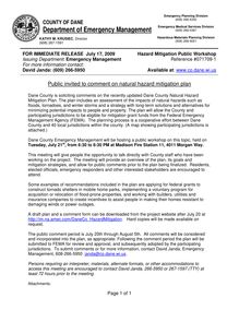 Plan Public Comment Press Release