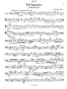 Partition de violoncelle, 5 Impromptus pour Piano Trio
