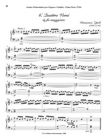 Partition , 4 Versi en fa maggiore, Sonate d Involatura per organo e cimbalo